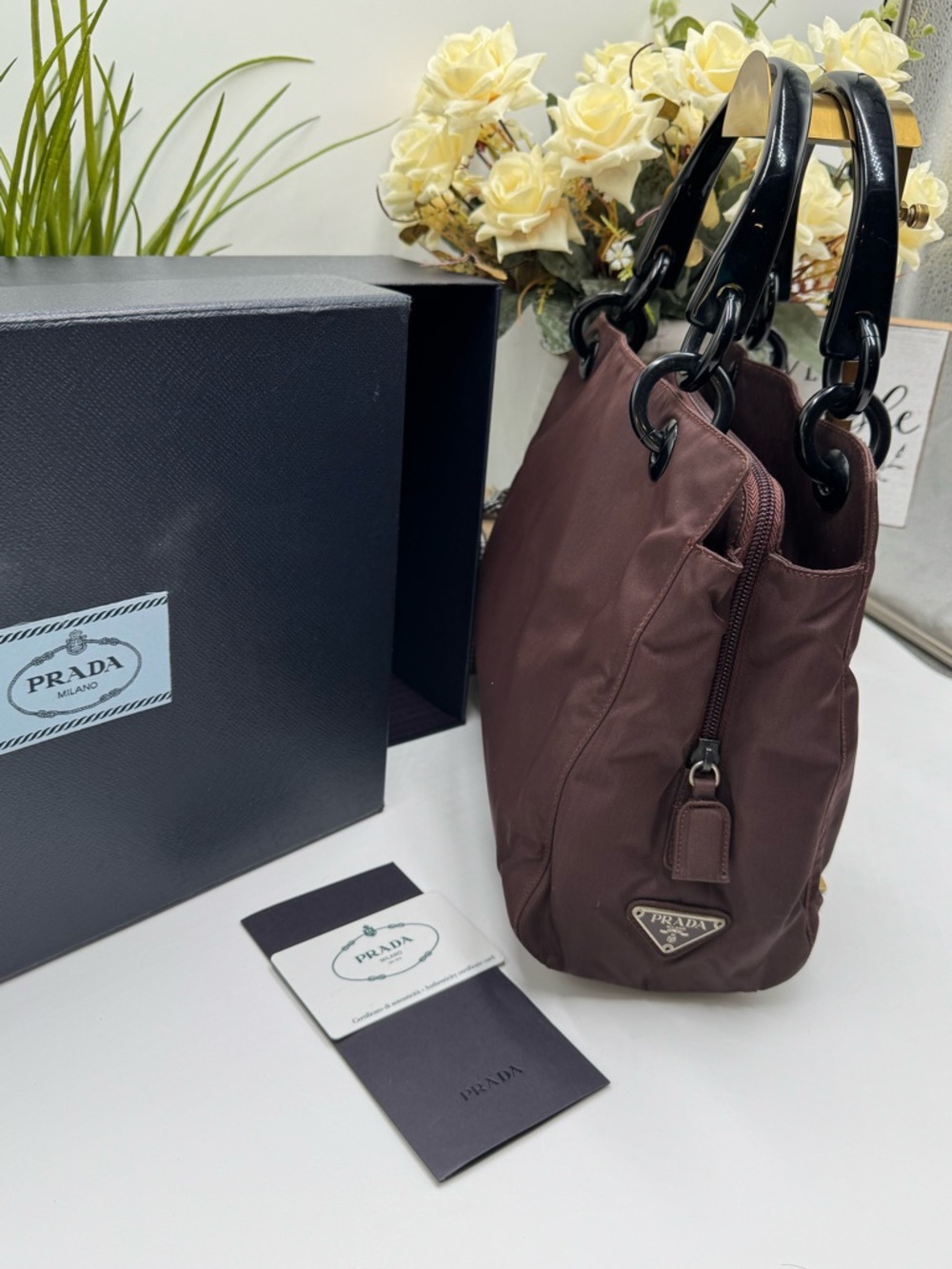 Prada Tessuto Vintage Nylon Tote - Chocolate Brown - Picture 2 of 15